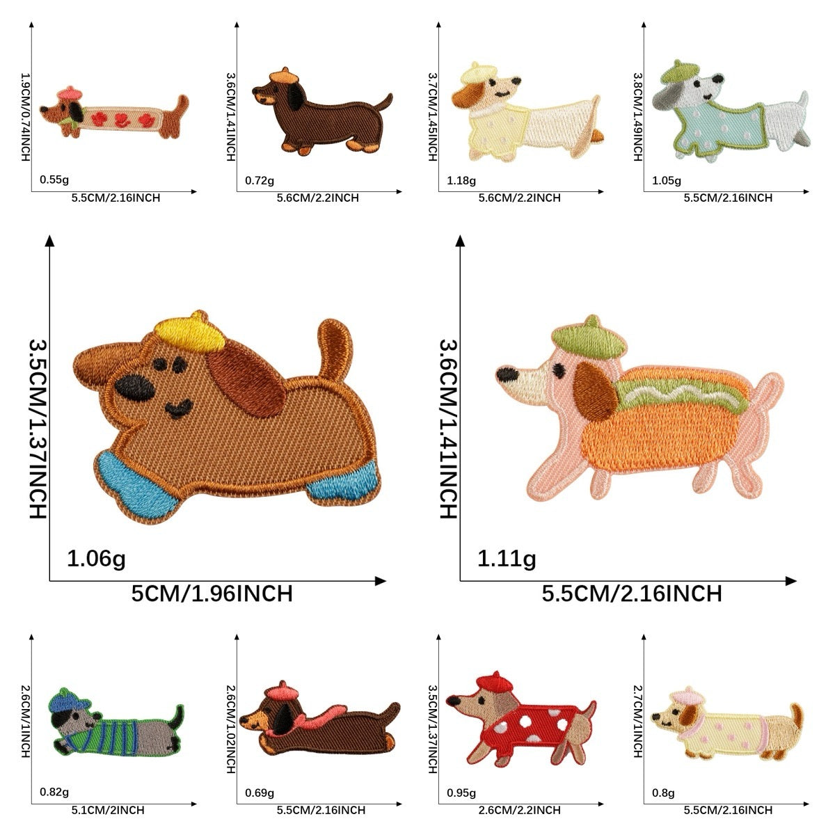 Wiener Dog in Hat Patch Patches(Stick-On)