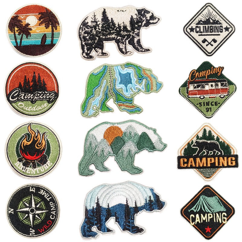 Outdoor Adventure Bears Patches (Iron-On)