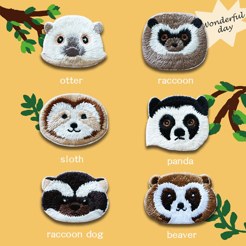 Otter, Panda, Sloth, Raccoon, Beaver, and Raccoon dog Embroidered Patches - Multiple Designs Available - CheerCove
