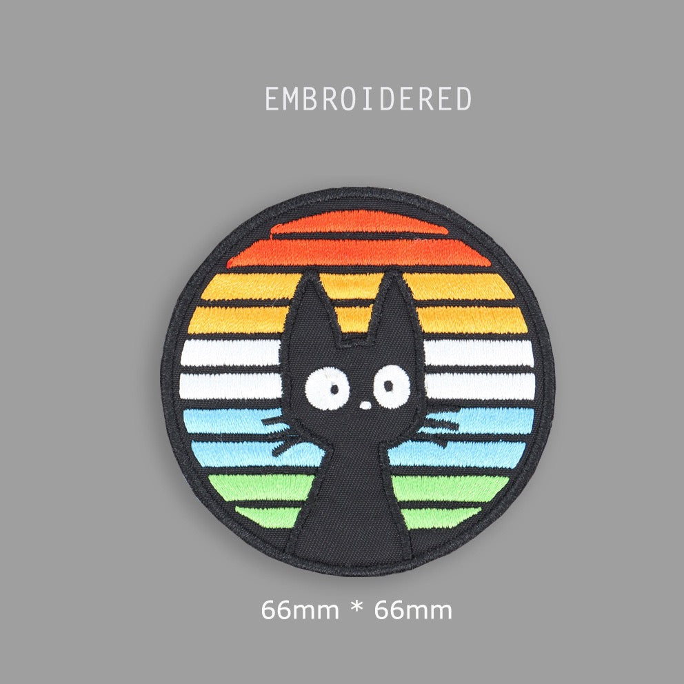 Black Cat in Rainbow Window Patches(Stick-On)