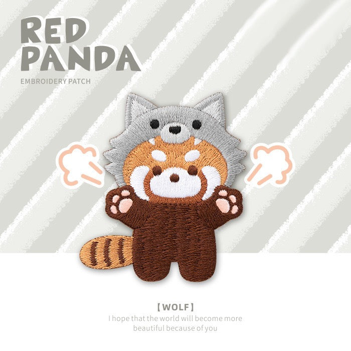 Full Body Red Panda in Hat Embroidered Patches - Multiple Designs Available - CheerCove