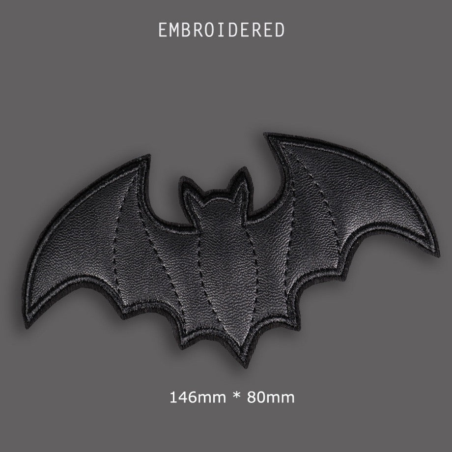 Black Faux Leather Bat Embroidered Patches - CheerCove