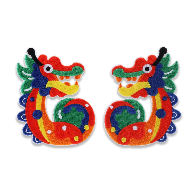 Twin Chinese Dragons Patches(Stick-On)