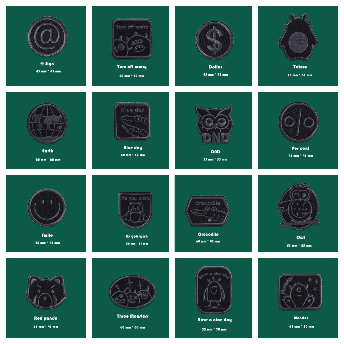 Black Icon Embroidered Patches ③ - Multiple Designs Available - CheerCove