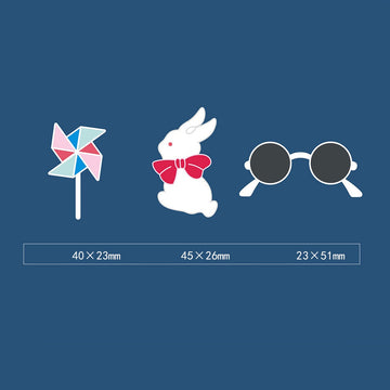 Embroidered Pins of Sunglasses、Windmill and Rabbit