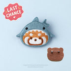 Embroidered Pins of a Cute Red Panda in a Hat