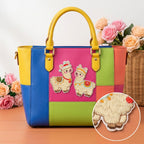 boho alpaca llama embroidered stick-on patch on bag with embroidery detail