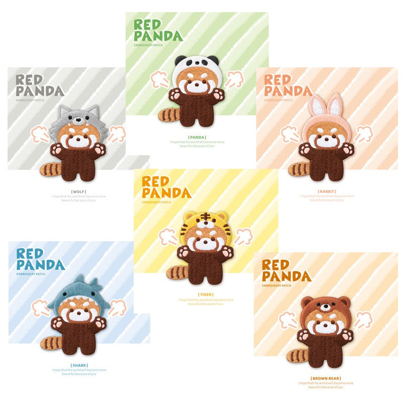 Full Body Red Panda in Hat Embroidered Patches - Multiple Designs Available - CheerCove