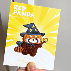 fuwara ＊ぱんだパッチくるくる❤︎レッドぱんだ Whimsical Red Panda Art & Adventure Stick-On Embroidered Patches