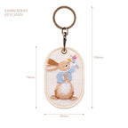 vintage storybook bunny embroidered keychain charm size chart 50x78mm