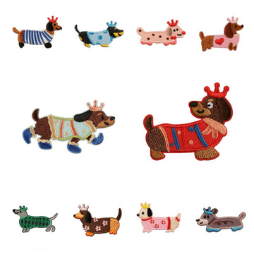 Crowned Wiener Dog Embroidered Patches - Multiple Designs Available - CheerCove