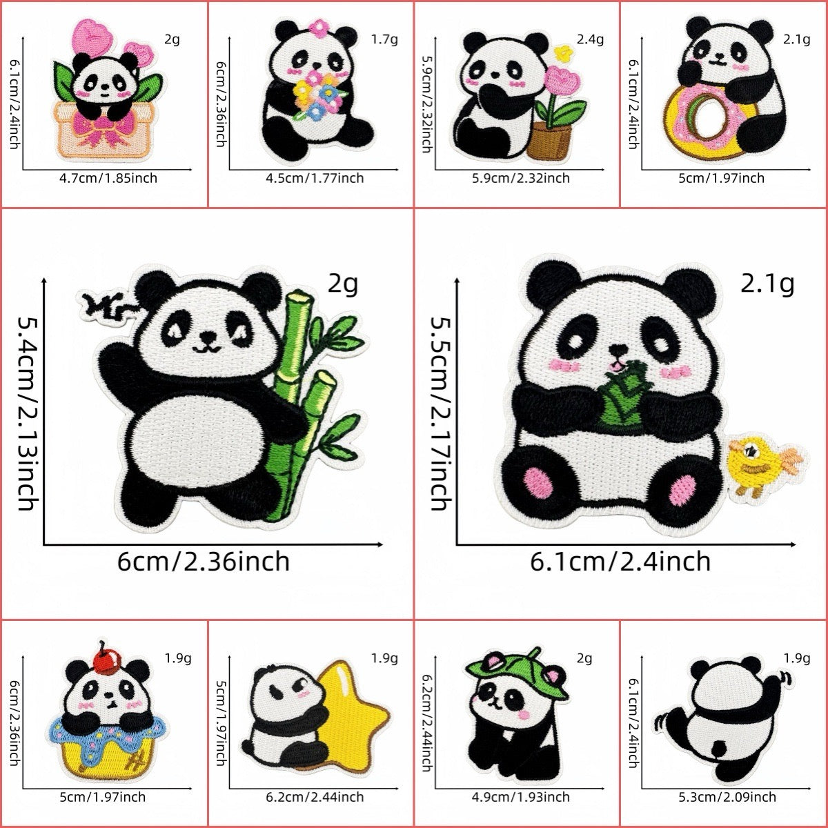Panda ① Patches (Iron-On)
