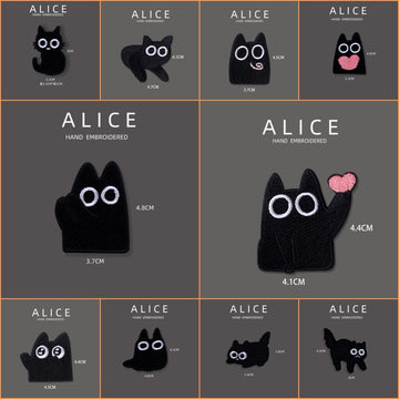 Big-Eyed Black Cat Patches(Stick-On)