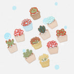eleven mini potted succulent embroidered stick-on patches complete set