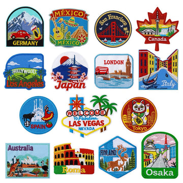 Vintage Travel & World Landmarks Patches (Iron-On)