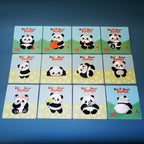 full set of 12 adorable panda embroidered patches with retail packaging