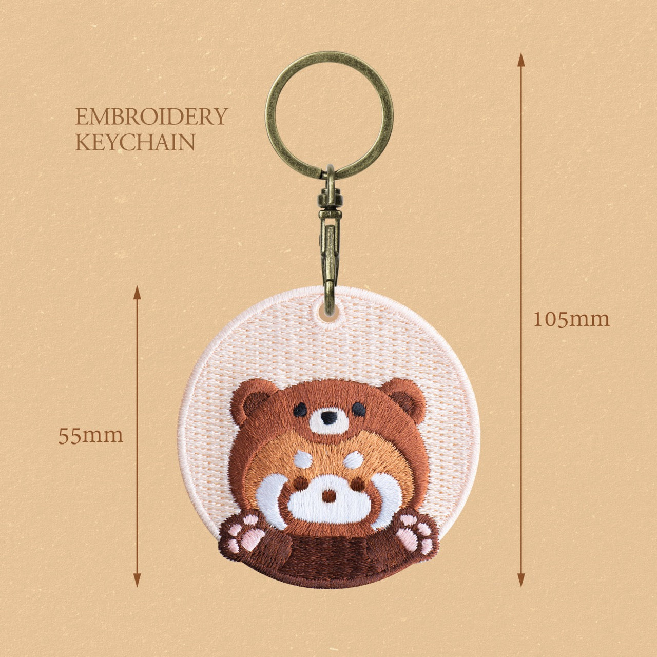 Lovely Double-Sided Embroidered Red Panda Charms