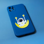 kawaii astronaut stick-on patch on a phone case