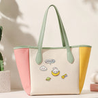 cute space bunny embroidered stick-on patch on canvas tote bag