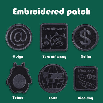 Black Icon Embroidered Patches ① - Multiple Designs Available - CheerCove