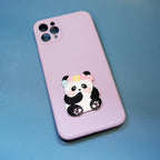 adorable panda embroidered patch sticker on a phone case