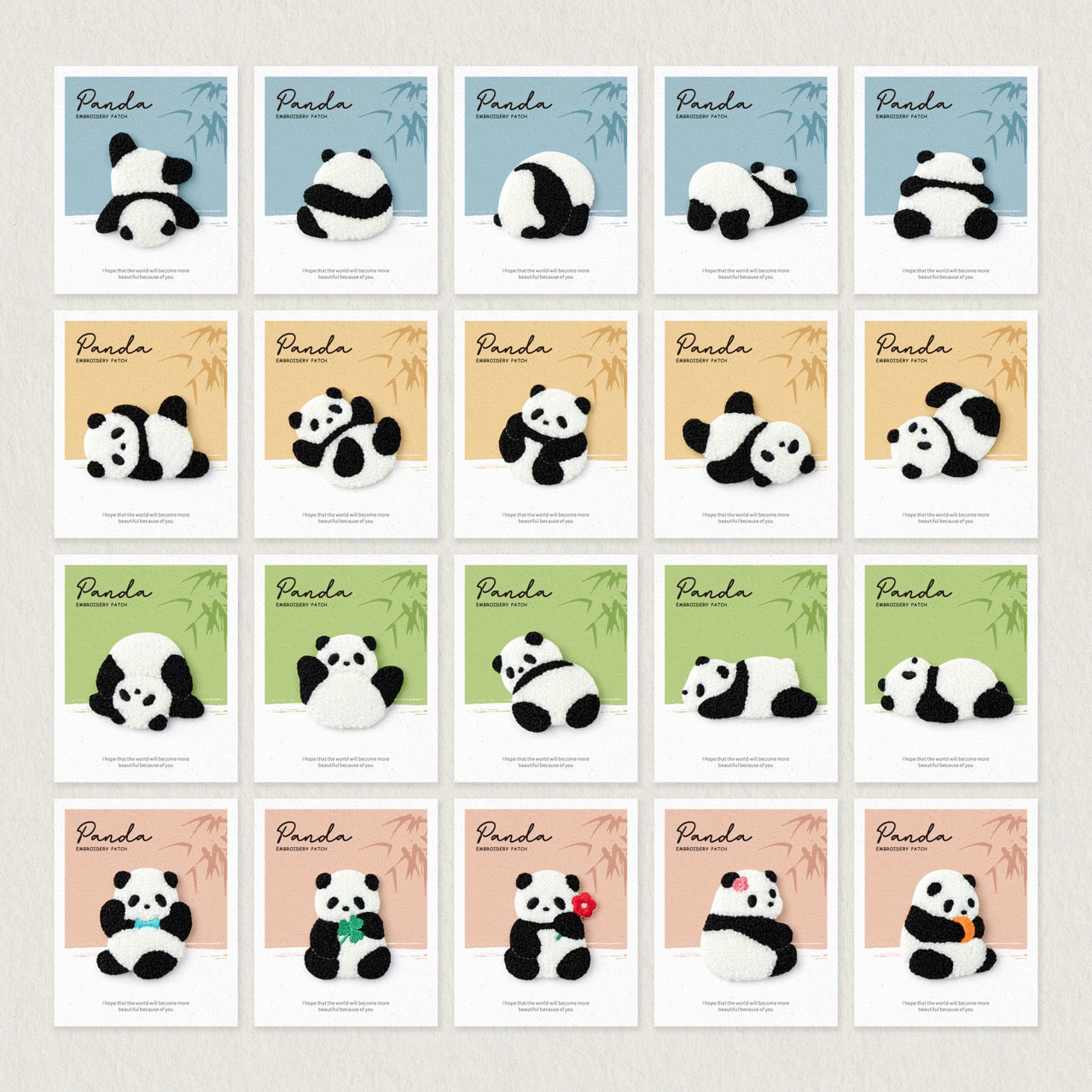 Fuzzy Panda Gymnastics Embroidered Stick-On Patches | CheerCove