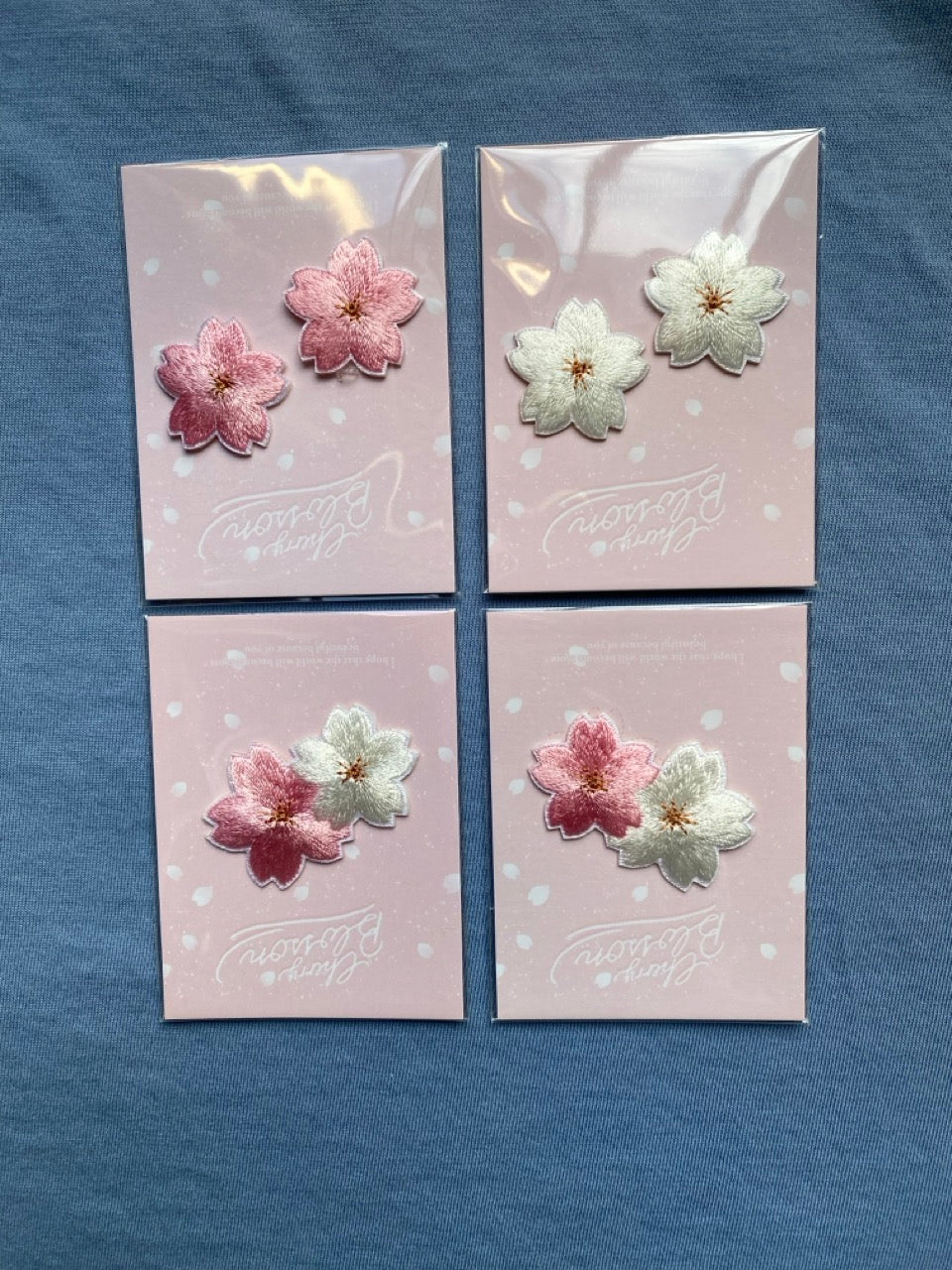 Blush & White SAKURA Cherry Blossom Patches(Stick-On)