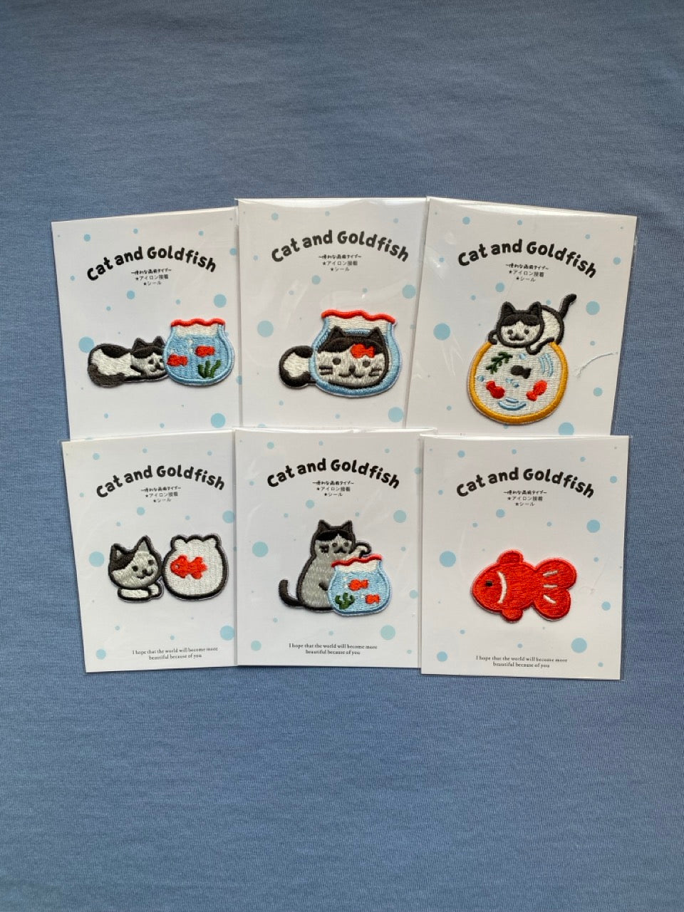 Cat and Goldfish Patches(Stick-On)