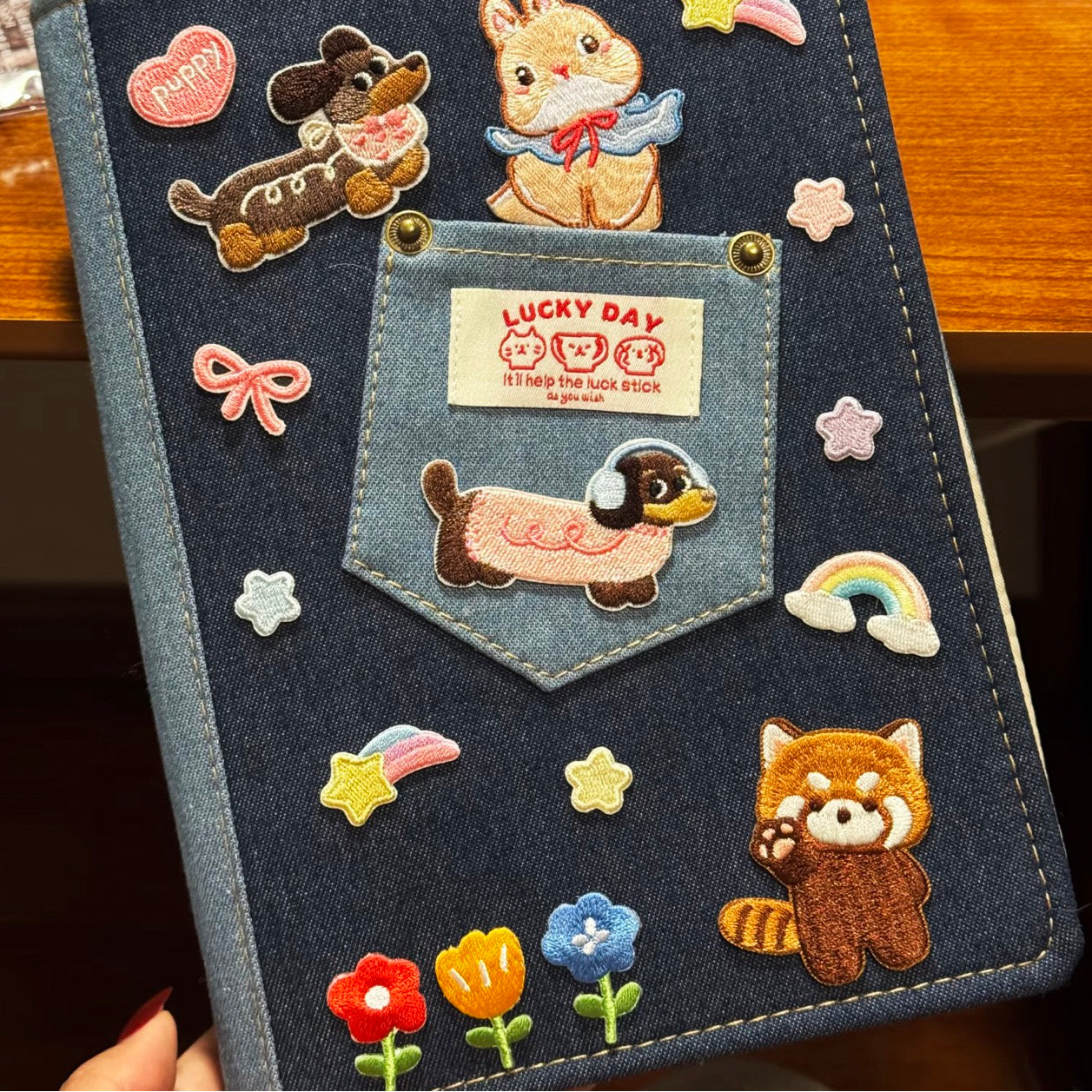 kawaii spring flower embroidered stick-on patches on journal