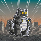 cat godzilla embroidered stick-on patch product flat lay