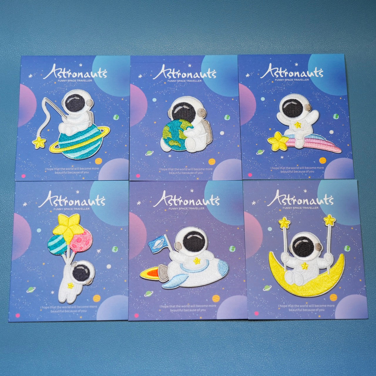 full set of 6 astronaut embroidered patches with retail packaging