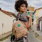 super star animal stick-on embroidered patch on backpack