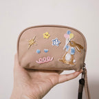 classic bunny with colorful balloons patch apply to makeup bag