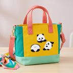 baby panda stick-on embroidered patch on crossbody bag
