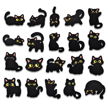 set of twenty whimsical void cat embroidered stick-on patches