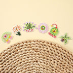 abstract groovy plant and flower embroidered stick-on patches full set flat lay