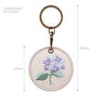botanical floral embroidered keychain charm size reference — 55mm charm diameter 105mm total length