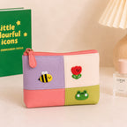 kawaii micro doodle icon embroidered stick-on patches on makeup pouch