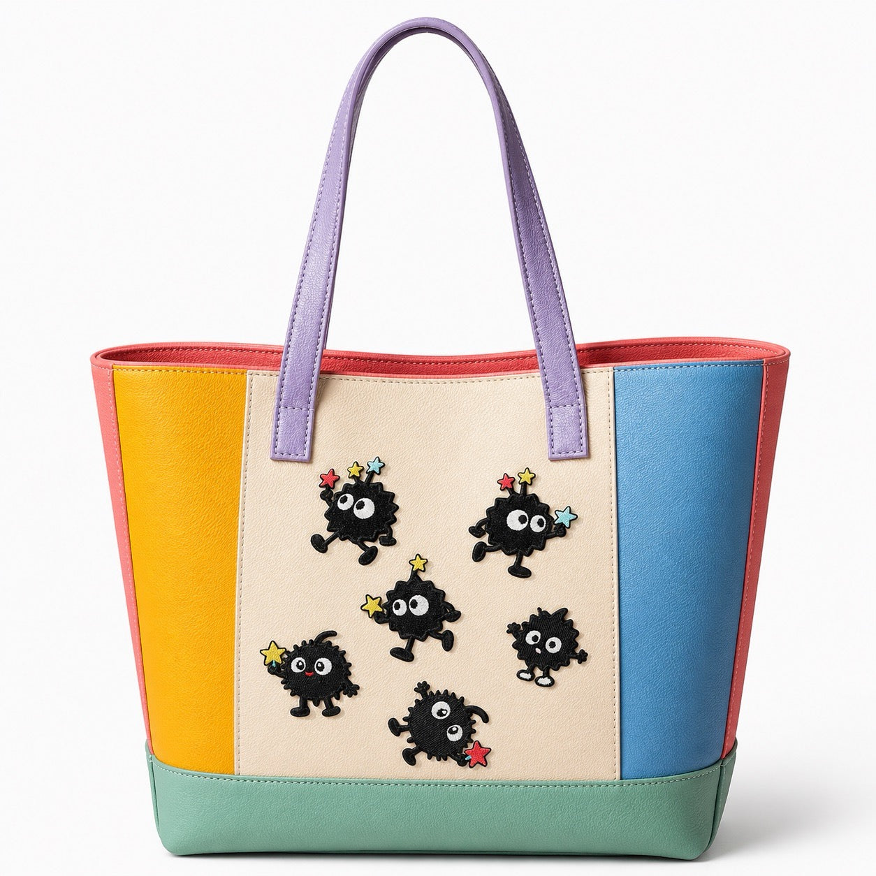anime soot sprite embroidered patches on handbag