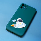astronaut embroidered patch decorating a phone case
