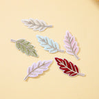 six mini leaf embroidered stick-on patches complete set all colors
