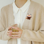 Embroidered Pins of a Full Body Cute Red Panda in a Hat