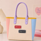 internet symbols embroidered stick-on patches on canvas tote bag