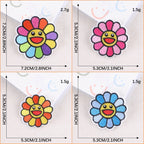 set of four rainbow smiley flower embroidered stick-on patches
