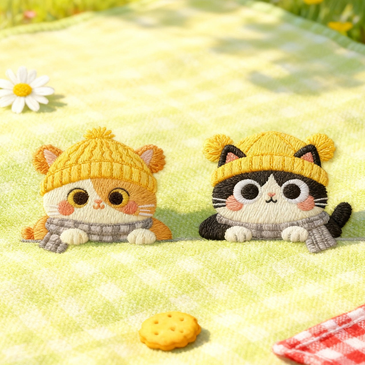Joyful Scarf-Wearing Kitten Patches (Stick-On)