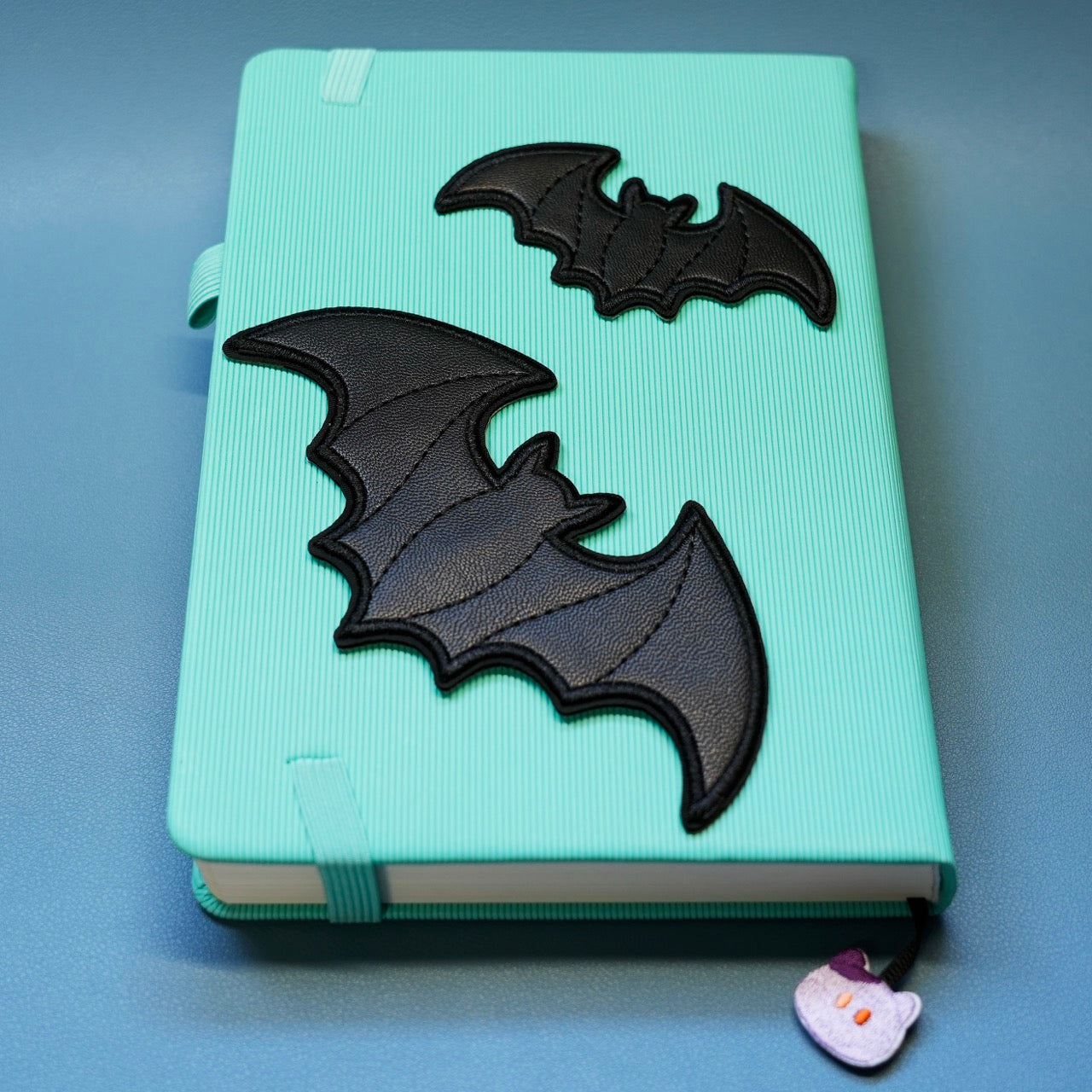 Black Faux Leather Bat & Cross Patches(Stick-On) - CheerCove