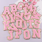 6-Color Suede Gold Trim Alphabet Patches (Iron-On)