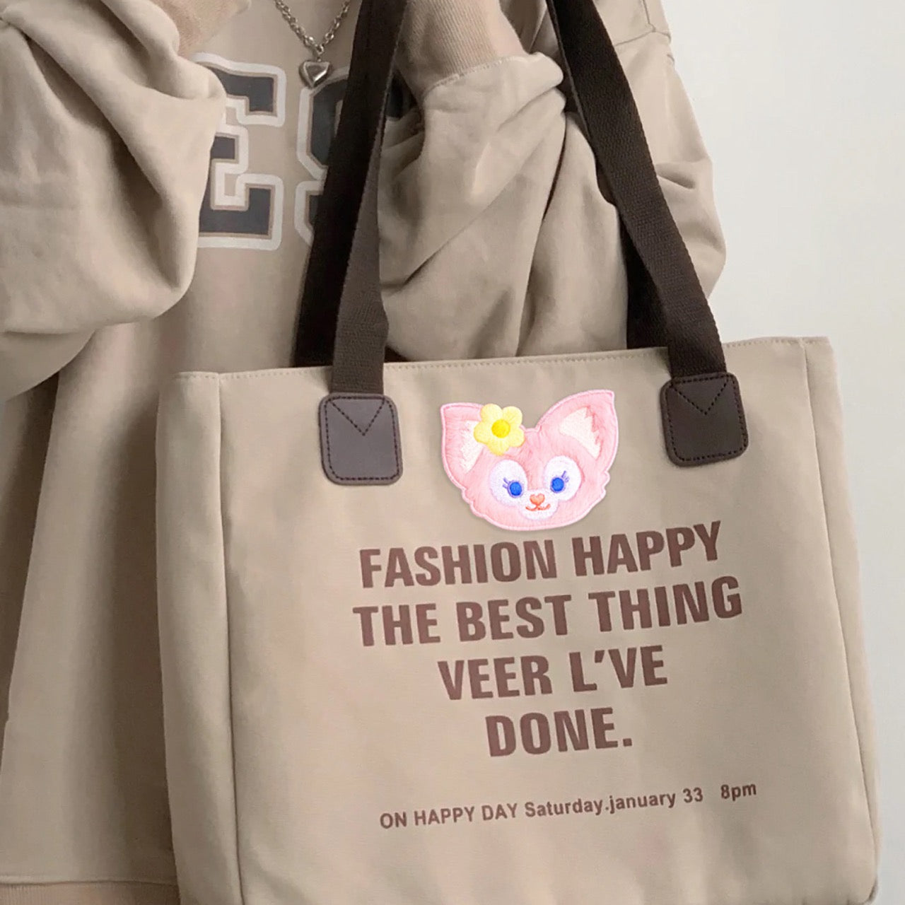 Cute Pink Plush Fox Patches(Stick-On)