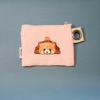 adorable red panda stick-on patch on a card holder wallet