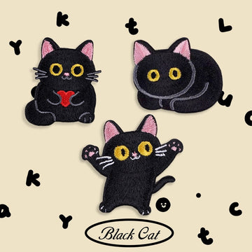 Pink-Eared Black Kitten Patches (Stick-On)